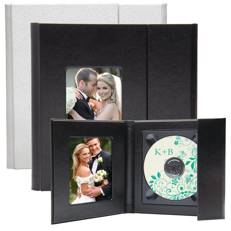 Single CD Holder Wedding Black Leather CD/DVD Case Box Folio